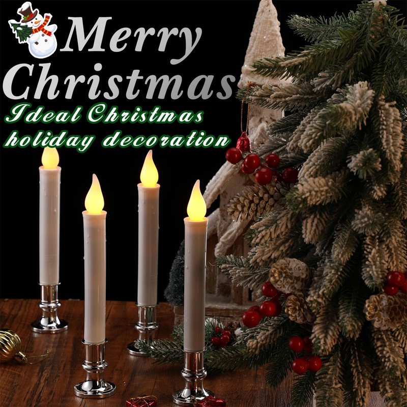Baquler 8 Pcs Christmas LED Window Candles with Sensor Dusk