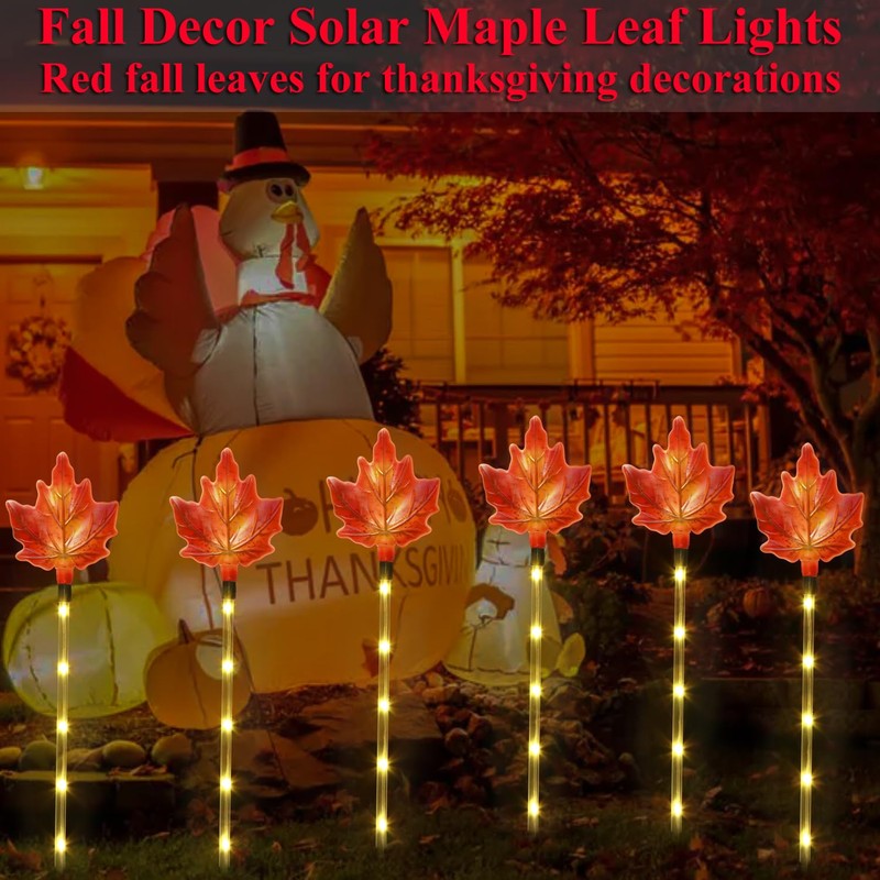 Mankinlu Fall Decor Solar Pathway Lights Outdoor Thanksgiving Decorations, 6