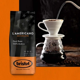 Bristot L'americano Dark Roast Ground Filter Coffee | 100% Arabica | For Pour-over/French Press/Drip | 8oz/226.8g