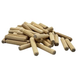Rhino Wood Industries - 3/8" x 2" - 500 Pack Wooden Dowel Pins - Kiln Dried, Fluted, and Beveled (3/8" x 2", 500pk)