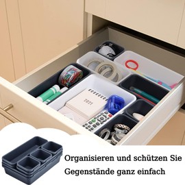 Drawer Organiser, 8 Pieces Drawer Organiser System, Desk Organiser Drawers for Kitchen, Bathroom, Bedroom, Dressing Table, Black