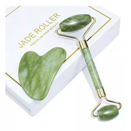 Baimei Rodillo De Jade Y Gua Sha Para Masaje Facial En Color Jade