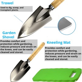 Gardening Tools for Women Stainless Steel Gardening Tools - Gardening Kit Garden Tools for Women Includes Shovel Trowel Fork Rake Gardening Gloves Perfect Gardening Gifts