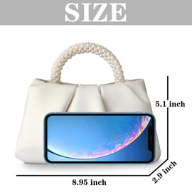 BEGONICA White Pearl Purse Shoulder Bag Women Soft Leather Evening Clutch Bag Wedding Prom Crossbody Bag Small Chic Party Purse (white)…