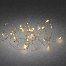 Konstsmide, 1460-880, Micro LED Lichterkette, 6h Timer, 20 bernsteinfarbene Dioden, batteriebetrieben, Innen, messingfarbener Draht
