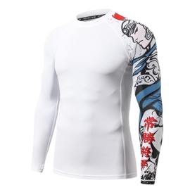 HUGE SPORTS Swimming Shirts for Men UPF 50+ Quick-Drying Compression Long Sleeve Men's Rash Guard, Zhaoyun