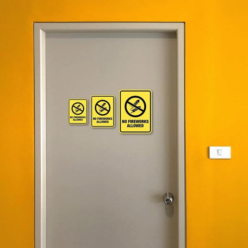 Portrait Round Plus No Fireworks Allowed Wall or Door Sign
