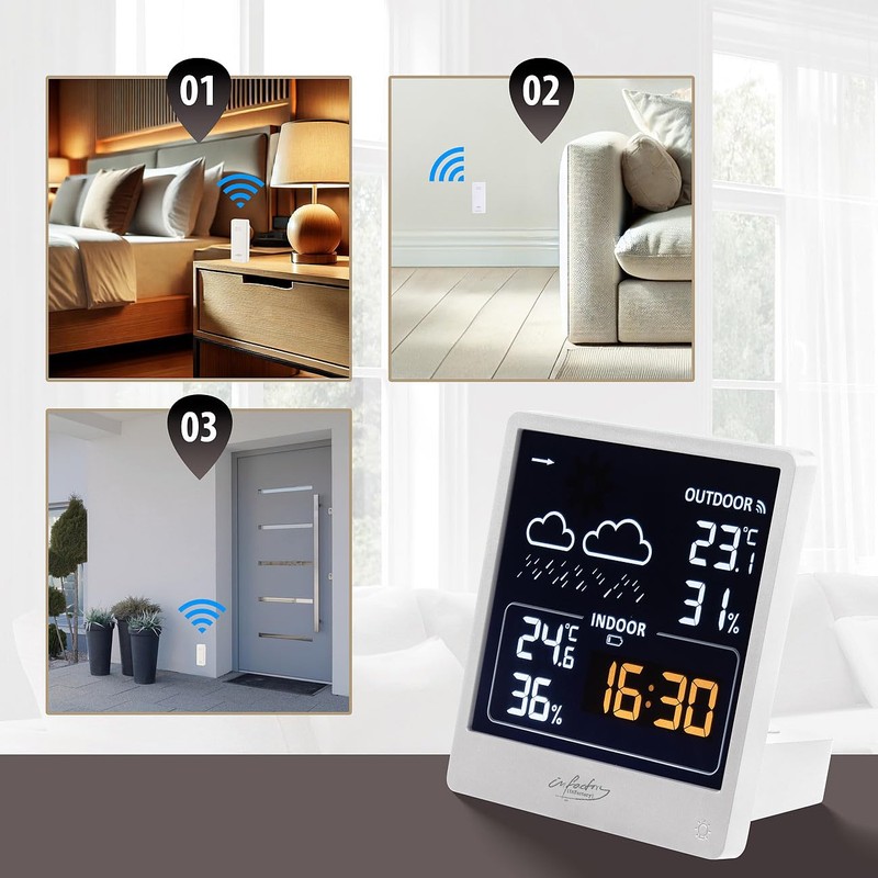 infactory Digital Barometer: Set of 2 Weather Station with Outdoor
