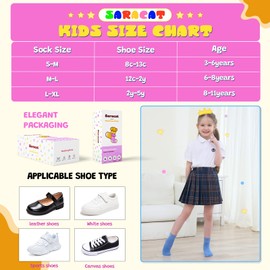 Saracat Age 3-11 Kids 100% Cotton Crew Socks, Soft Moisture Wicking Breathable Cute Ankle Socks for Boys & Girls.
