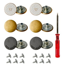 20mm 3 Colors Mixed 12pcs Metal Jeans Button for Replacement, Quick Install,no Sewing, Skin&Clothes Protected,with Screw and Tool,Mix Styles