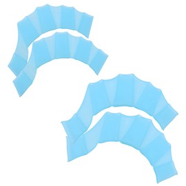 VOANZO 2 Pair Swimming Hand Paddle Gloves Webbed Palm Swimming Gear Frog Claw Surfing Paddles Aquatic Swim for Snorkeling for Kids Women Men for Swimming Training(Blue M+L)