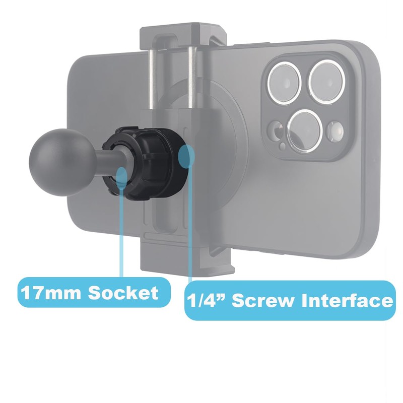 Rigdance 17mm Ball Socket to 1/4-20 Male Screw Adapter (2PCS)