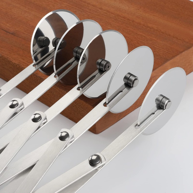 5-Wheel Stainless Steel Pastry Cutter - Expandable Pasta Roller for