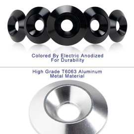 Shopauto Anodized Aluminum Washer Hardware Kit Compatible with Widebody and Fender Flare Installation, 32-Piece M6 x 18mm Black Cone Washer Kit