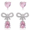 Pink Earrings for Women Rhinestone Bow Earrings Pink Stud Earrings