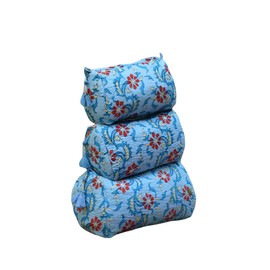 INDACORIFY Bolsas de aseo cosméticas con estampado de bloques de algodón 100%, kits de belleza bohemios, estuche de viaje, bolsa de algodón impresa (Pattern- 26)