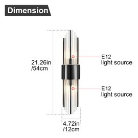 Ondersley Modern Wall Sconce Titanium Black Metal with Clear Class Crystal Vanity Wall Sconce Lighting for Bedroom Living Room Bathroom Light Fixtures