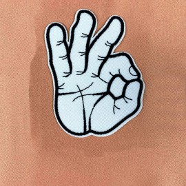 Undisclosed ok hand sign W2.5" X H3.3" Embroidered Iron On Patch 2852