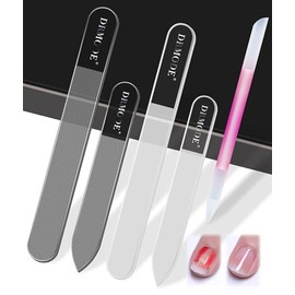 Lima de uñas de cristal con funda, 5 piezas de cristal para pulir uñas nano, kit de brillo de uñas, regalo para hombres y mujeres, limas de uñas de se