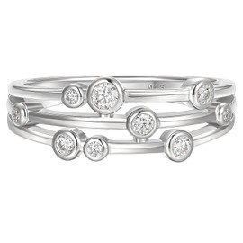 SweetJew Moissanite Cocktail Rings for Women 925 Sterling Silver Stackable Bubble Eternity Wedding Band 1.0ct Round Cut D Color VVS1 Gifts for Her Size 5