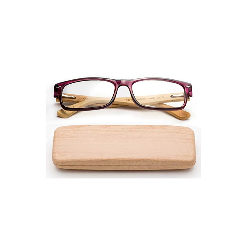 Real Bamboo Reading Glasses Spring Hinge Genuine Bamboo Rectangular Reader