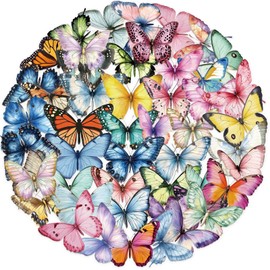 50pcs Butterfly PET Transparent Stickers for Kids Butterfly Stickers,Waterproof Nature Deals for Kids Teens Adults, Scrapbooking,Junk Journal, Journaling, Planner (BF)