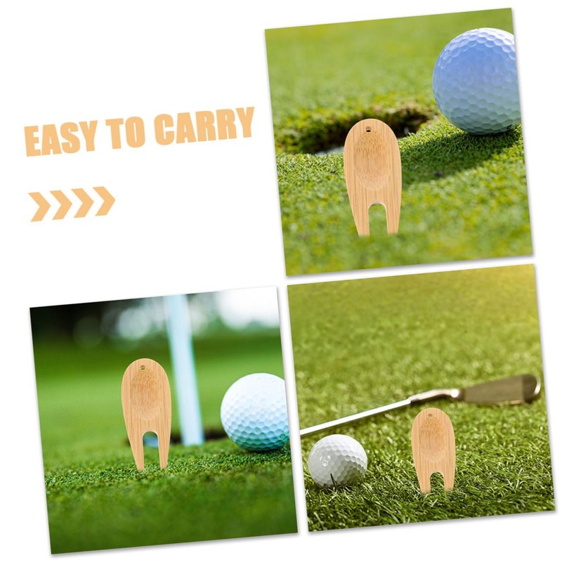 Mipcase 8pcs Bamboo Golf Divot Tool Divot Repair Tool Fork