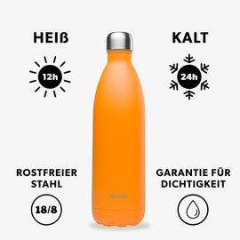 QWETCH - Originals Stainless Steel Insulated Flask 1 L Orange - Thermos Flask 24 Hours Cold & 12 Hours Hot - Leak-Proof, BPA-Free, Reusable - Perfect for Sports, Travel, Office & Hiking