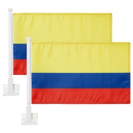 MSFHHA 2 Pack Car Flags,Car Flag Colombia Flag Outdoor with Colombian Flag and Car Flag Pole, Car Logo Window Clip Can be Clipped to Most Windows 14 inch Flag Pole and 16 x 10 inch Double Sided Flag.