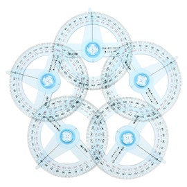 Hemobllo 360° Protractor - 5 Pcs 360 Degree Swing Arm Protractor Plastic Circle Protractor with Swing Arm Protractor Ruler Drafting Tools Circular Protractor Set for Geometry