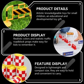 Toddmomy 24pcs Children Mini Roadblock Traffic Signs Traffic Road Cones Cognitive Toys Road Signs for Kids, Assorted Color, 5.5x3cm, WG05Y536938A19395I1F5