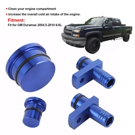 PCV Reroute Fitting and Plug, PCV Reroute Fittings Port Plug Kit Resonator Plug Fit for Duramax 2004.5-2010 6.6L