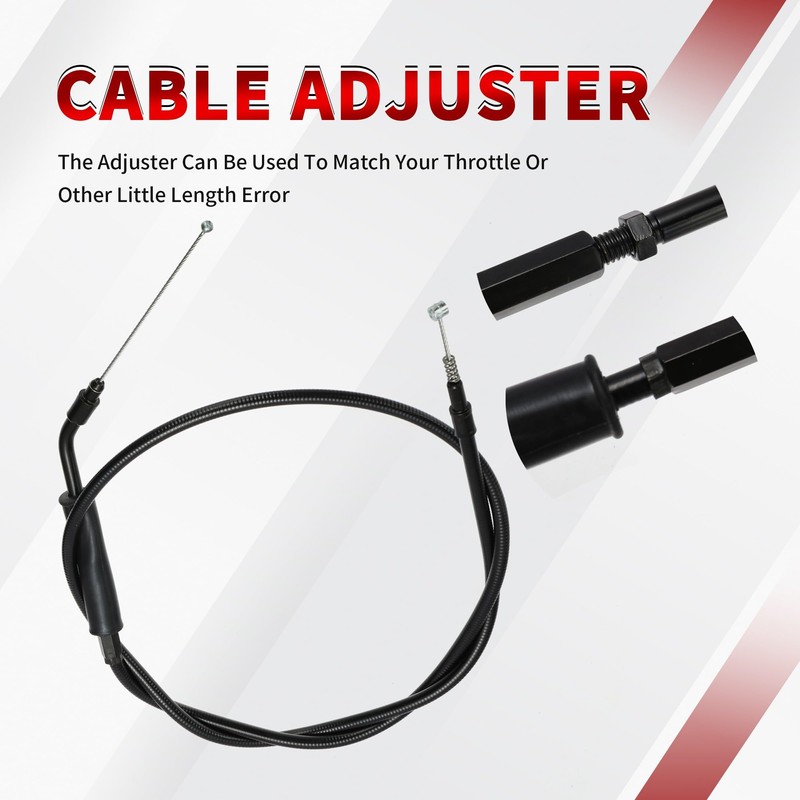 TIGERSGATE 42.3" Black Vinyl Stainless Steel Braided Extended Throttle and