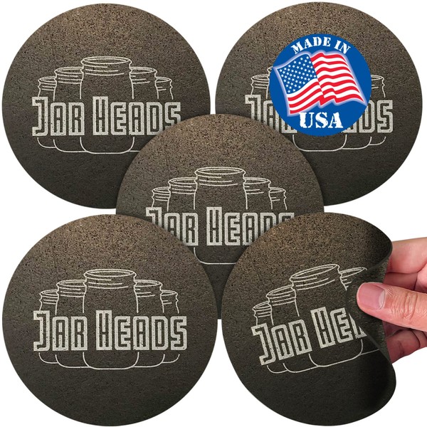 JAR HEADS Rubber Jar Opener Gripper Pad 5 Pack - Thick 5 Inch Grippers for Opening Jars Made in the USA - Jar Opener for Weak Hands & Seniors with Arthritis