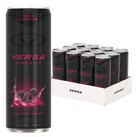 PEScience VERSA Energy, Black Raspberry, Carbonated Sugar Free 125mg Caffeine Energy Drink, Case of 12