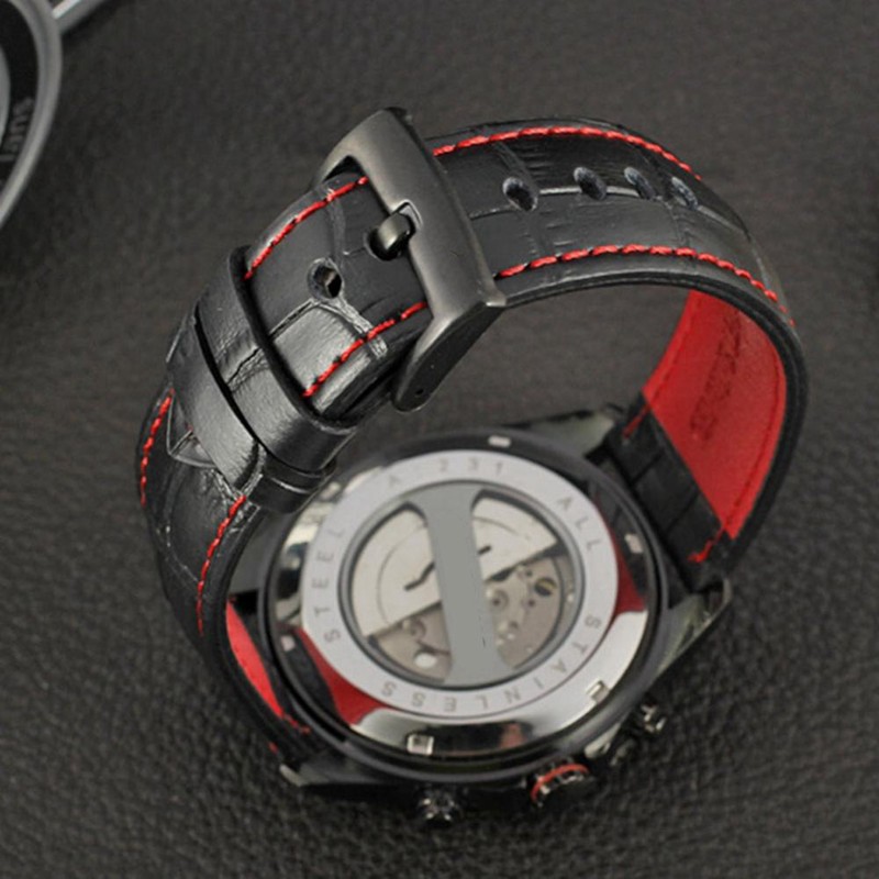 FORSINING Calendar Automatic Mechanical Waterproof PU Leather Band Men Watch