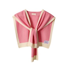 Chevara Women’s Casual Y2K Shawl Wraps Knitted Tie Up Knotted Shoulder Cape Fashion Shawls Scarf Cape(0181-Pink-OneSize-CW)