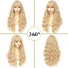 NAYOO Blonde Wigs with Bangs Long Wavy Wigs for Women