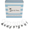 10 Piece Beach Themed Wine Charm Set
