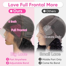 Arseomi Deep Wave Lace Front Wigs Human Hair 13x6 HD Transparent Deep Wave Lace Frontal Wigs 200% Density Deep Curly Human Hair Wigs Pre Plcked Wigs for Women (24 Inch)