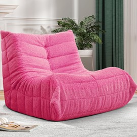 Cansunna Bean Bag Chair Big Sofa Beanbag Chair for Adults Fireside Chair Bean Bag Lounger with Memory Foam Filled for Home,Apartment or Gaming Venue(DarkPink Teddy)
