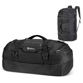 Ubon 65L Travel Duffel Bag Water Resistant Backpack with Adjustable Straps (Black,65L)