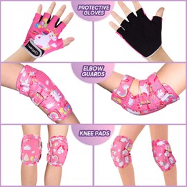 CLISPEED Kniesch¨¹tzer f¨¹r Kinder, Knie- und Ellbogensch¨¹tzer f¨¹r Kinder mit Fahrradhandschuhen f¨¹r Skaten Radfahren Skifahren Skateboard-Roller M(2-4 Jahren)