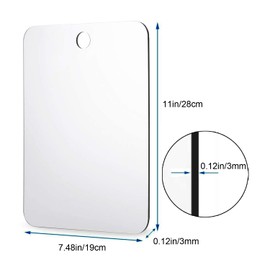 DFLLLO Shower Mirror Shaving Mirror Acrylic Small Travel Makeup Bathroom Wall Hanging Plastic Mirror for Women Men 11" x 7.48" with 1 Adhesive Hooks