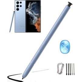 Galaxy S22 Ultra S Pen Replacement [WithBluetooth] Pen 0.7mm Tip, 4096 Pressure Sensor, Air Command Touch-Free Control S22 Ultra 5G All Verisons Stylus Pen+ 5*Tips (Blue)