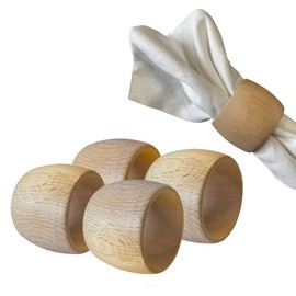 Napkin Rings (Set of 4) – Wooden Napkin Rings Diameter 4 cm [ Round and Napkin Holders ] (x4)