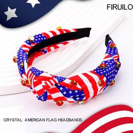 Firuilo USA Flag Headbands Knot Star Headbands American Patriotic Independence Day Headbands 4th of July Hair Accessories for Women