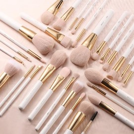 BEILI Brochas de Maquillaje 30 Piezas Brochas de Maquillaje Profesional Set de Brochas para Maquillaje Premium color rosa, vegano, sintético Brochas para Facial