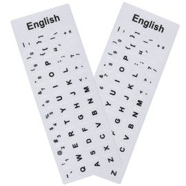 2 Pack English Universal Keyboard Alphabet Stickers, White Background with Black Lettering for Computer Laptop Notebook Desktop, Replacement Computer Keyboard Stickers (English)