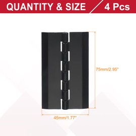 MECCANIXITY Black Plastic Hinges, Acrylic Hinges Small Hinge 75 x 45 mm Transparent Continuous Piano Folding Hinge for Cabinet Crafts Furniture Display Stand Pack of 4